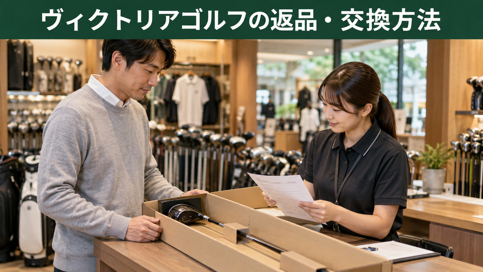 ヴィクトリアゴルフの返品・交換方法!期限と受け付けられない条件の結論を示す実写風イメージ