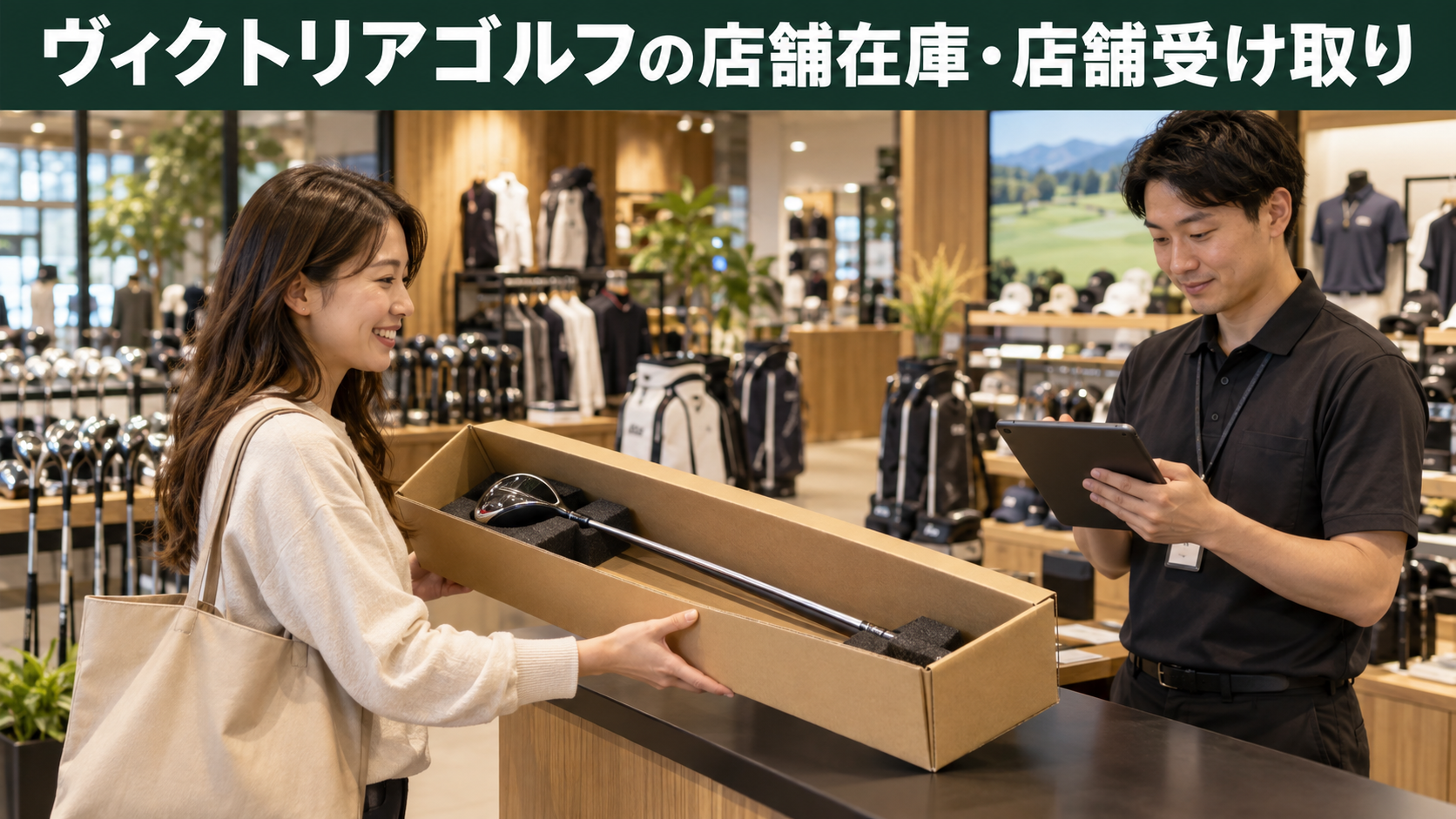ヴィクトリアゴルフの店舗在庫・店舗受け取り！確認方法と注意点の結論を示す実写風イメージ