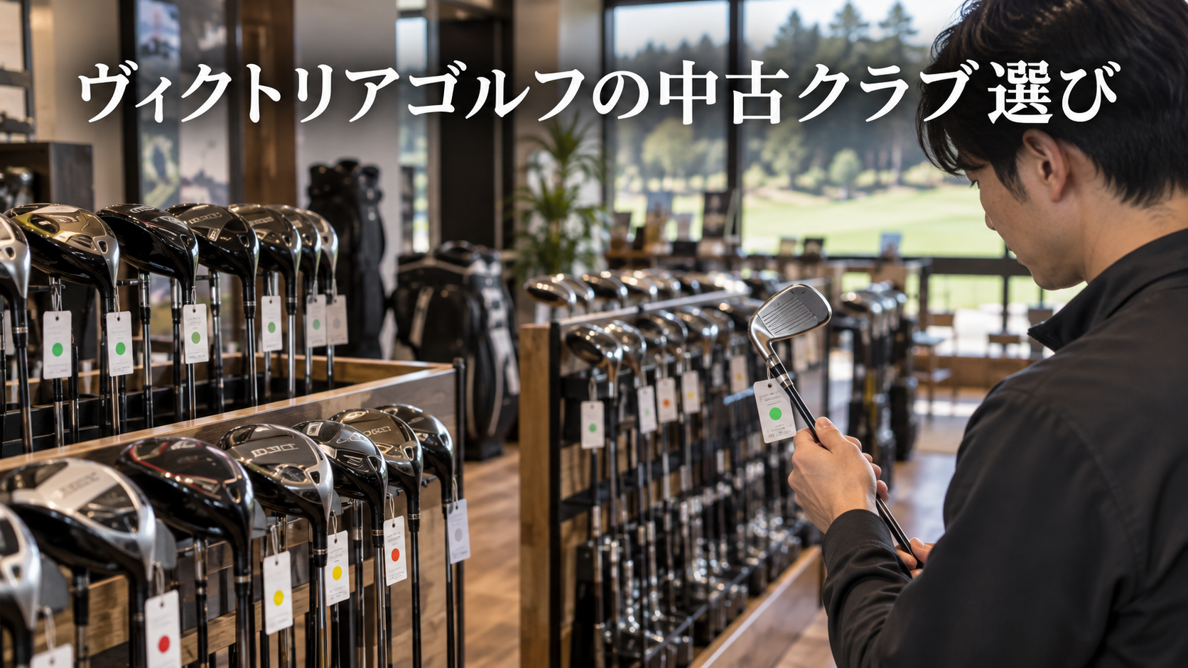 ヴィクトリアゴルフの中古クラブ選び!取扱店舗と失敗しない確認項目の結論を示す実写風イメージ